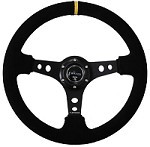 NRG Black Stitch Deep Dish 350mm Suede Steering Wheel RST 036MB S BK
