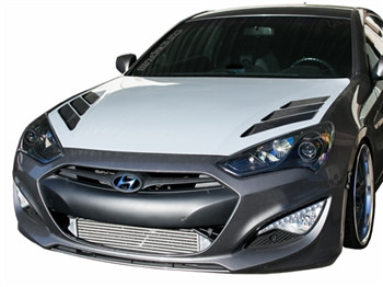 RKSport Fiberglass Vented Hood w/ CF Vents for Hyundai Genesis Coupe