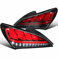 SPYDER HEADLIGHTS WITH ANGEL EYES -BLACK 2010 - 2012 GENESIS COUPE