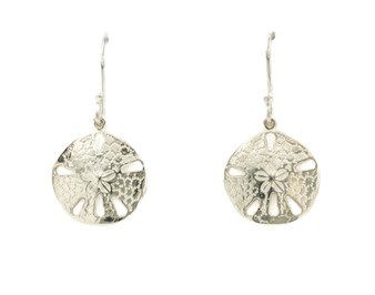 Sand Dollar Earrings, Silver - French Wire