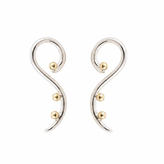 Hurricane Marilyn Earrings, Silver & 14K Gold - Post