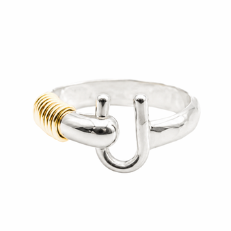 St. Croix Hook Ring, Silver & 14K Gold, 3mm