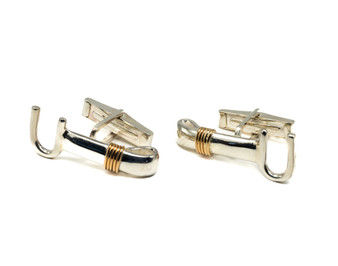 St Croix Hook Cuff Link, Silver & 14k, 5mm