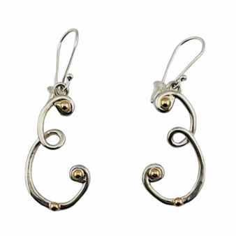 Hurricane Earl Earrings, Silver with 14K Balls, French Wire