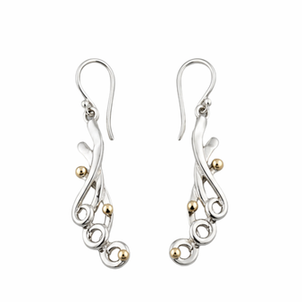Water Earrings, Silver & 14K Balls - French Wire