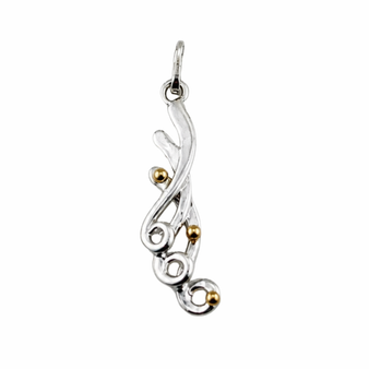 Water Pendant, Silver & 14K Balls 