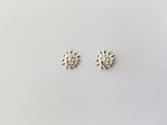 Sun Earrings, Silver, Post, Small