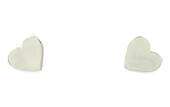 Heart Earrings, White & 14k, Post