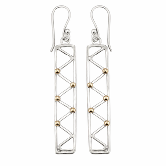 Pueblo Earrings, Silver & 14K