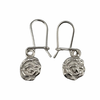 Paper Rose Earrings, Silver