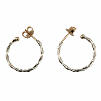 Twisted Hoops, Silver & 14K
