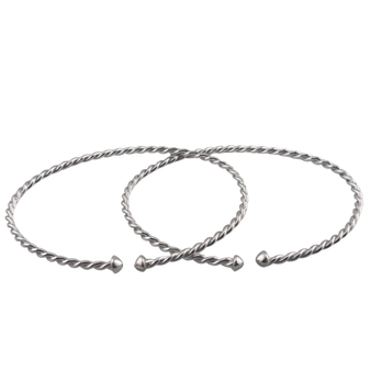 Braided Cuff Bracelet, Silver. Set of 2