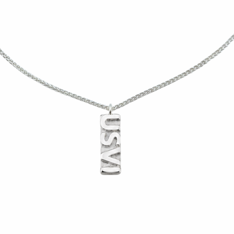 USVI Dog Tag With Rolo Chain, Silver