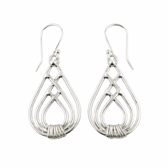Flame Earrings, Silver, French Wire