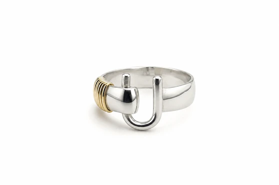 St. Croix Hook Ring, Silver & 14K Gold, 6mm 