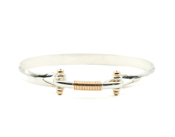 Latch Bracelet, Silver & 14K Gold, 6mm