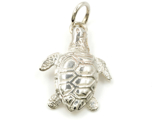 Green Turtle Pendant, Silver Green Turtle Pendant, Silver