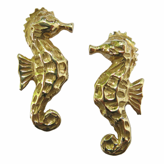 Seahorse Earrings 14K Gold Post