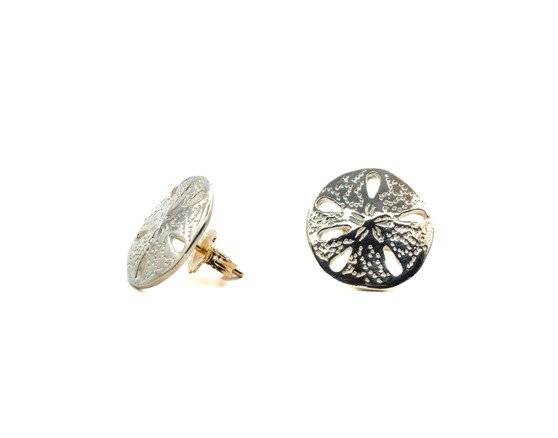 Sand Dollar Post Earrings, Silver, Small 
