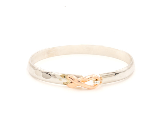 Pink Ribbon, Silver & Rose Gold, 6mm