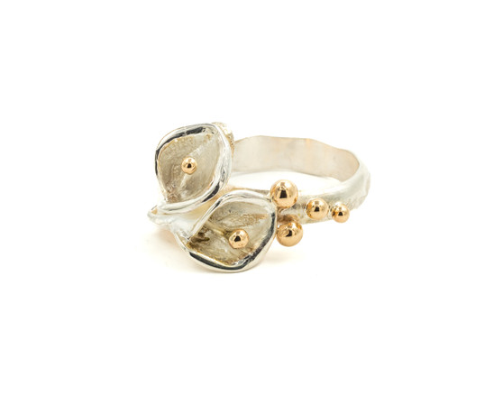 Lily Ring, Silver & 14K, 4mm Lily Ring, Silver & 14K, 4mm