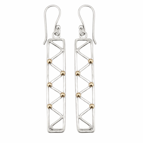 Pueblo Earrings, Silver & 14K