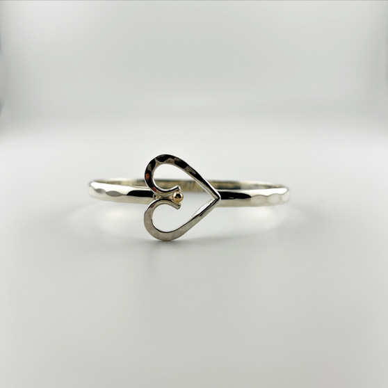 Heart Catch with Ball, Silver + 14K Gold, 5MM 