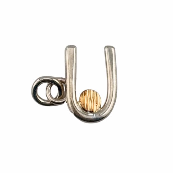 Dot Hook Pendant, Silver & 14K