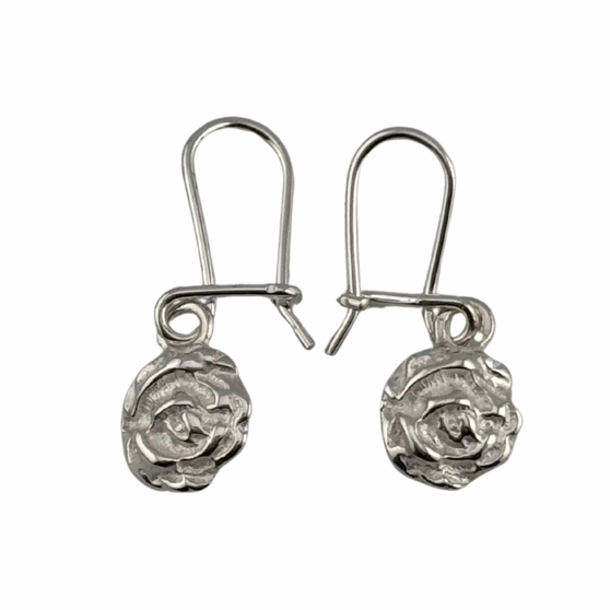Paper Rose Earrings, Silver