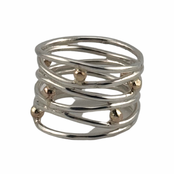 Roots Ring, Silver & 14K.