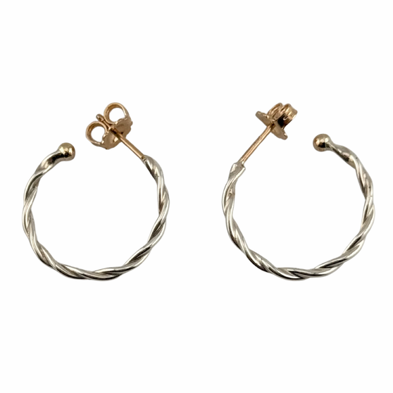 Twisted Hoops, Silver & 14K