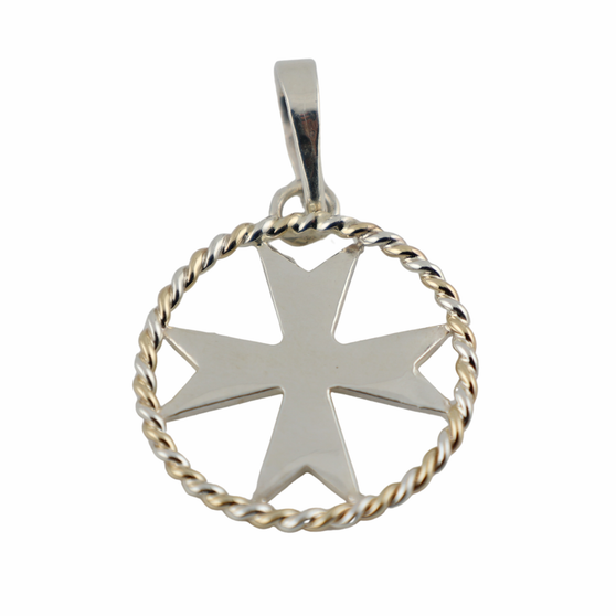 Knights of Malta Pendant, Silver & 14K
