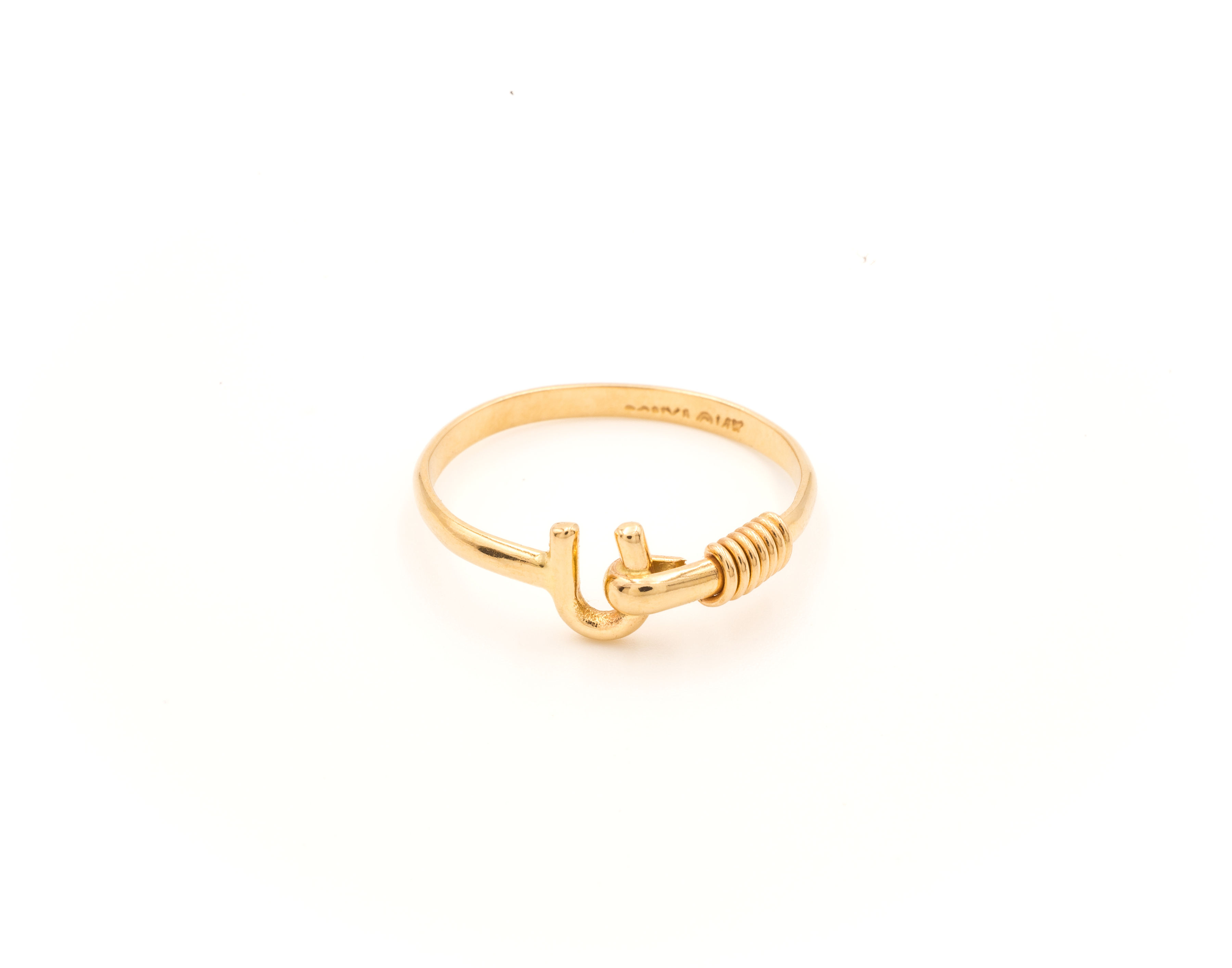 St. Croix Hook Ring, 14K Gold, 2mm - Sonya Ltd