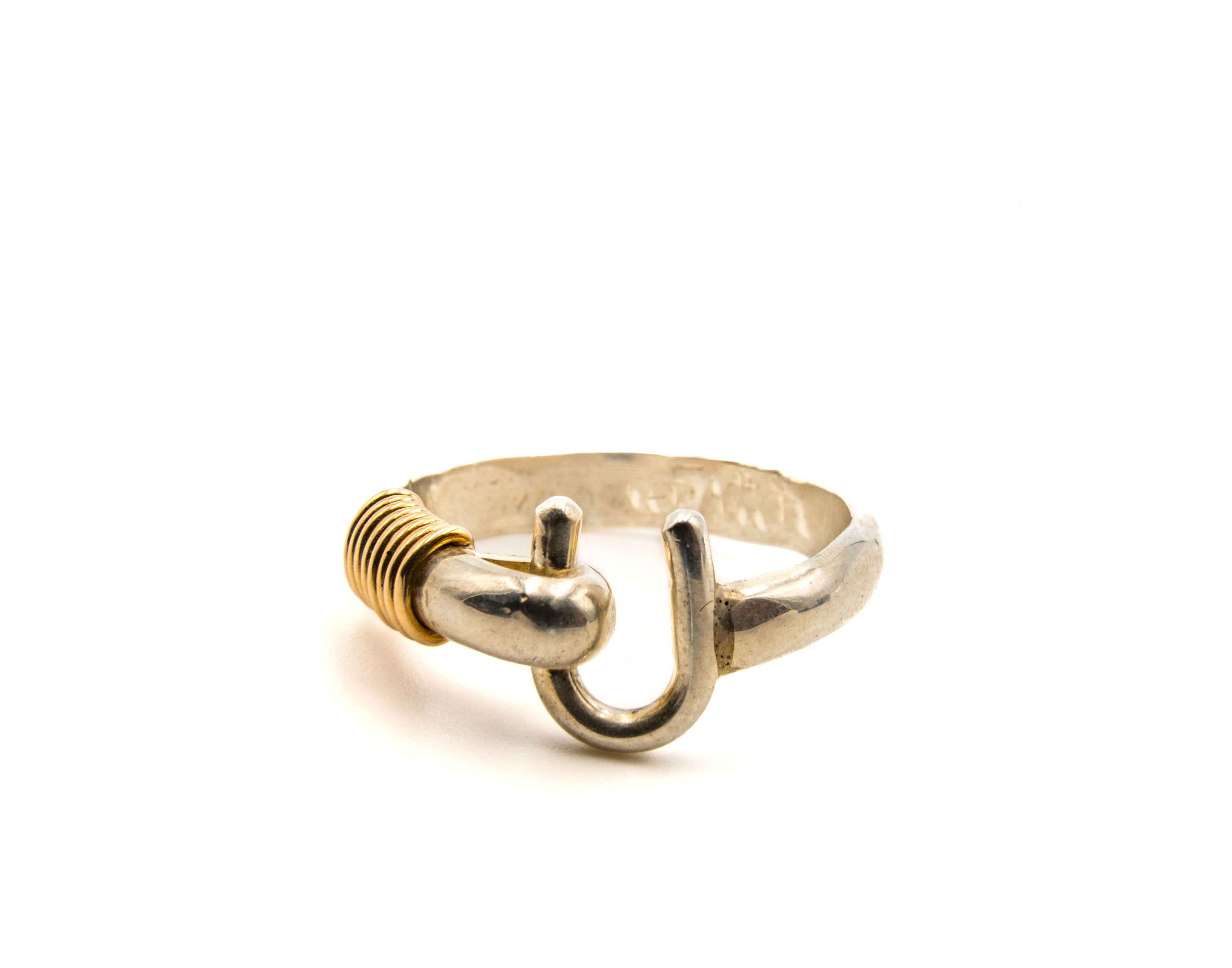 St. Croix Hook Ring, Silver & 14K Gold, 3mm - Sonya Ltd