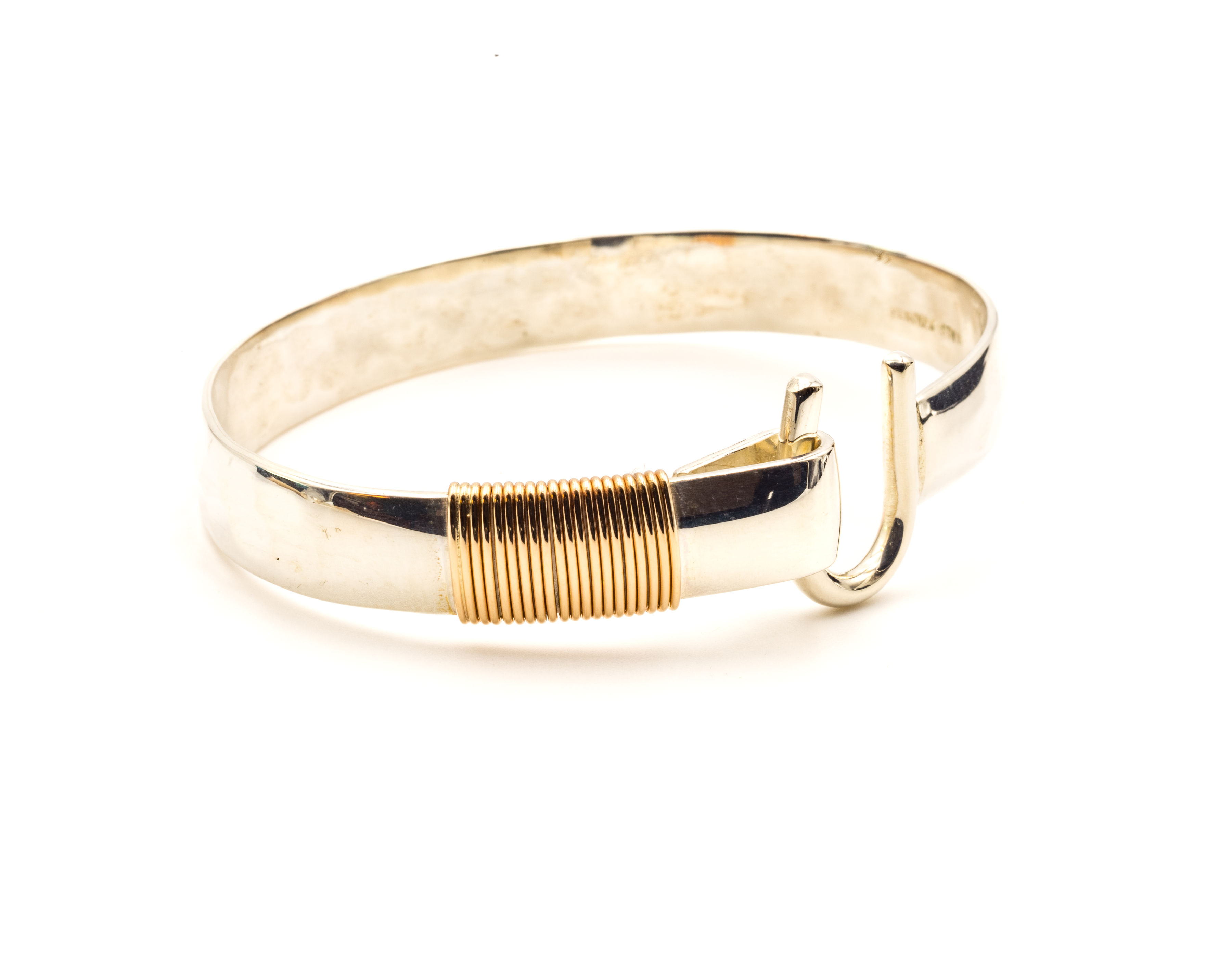 St. Croix Hook Bracelet, Silver & 14K Gold, 8mm - Sonya Ltd