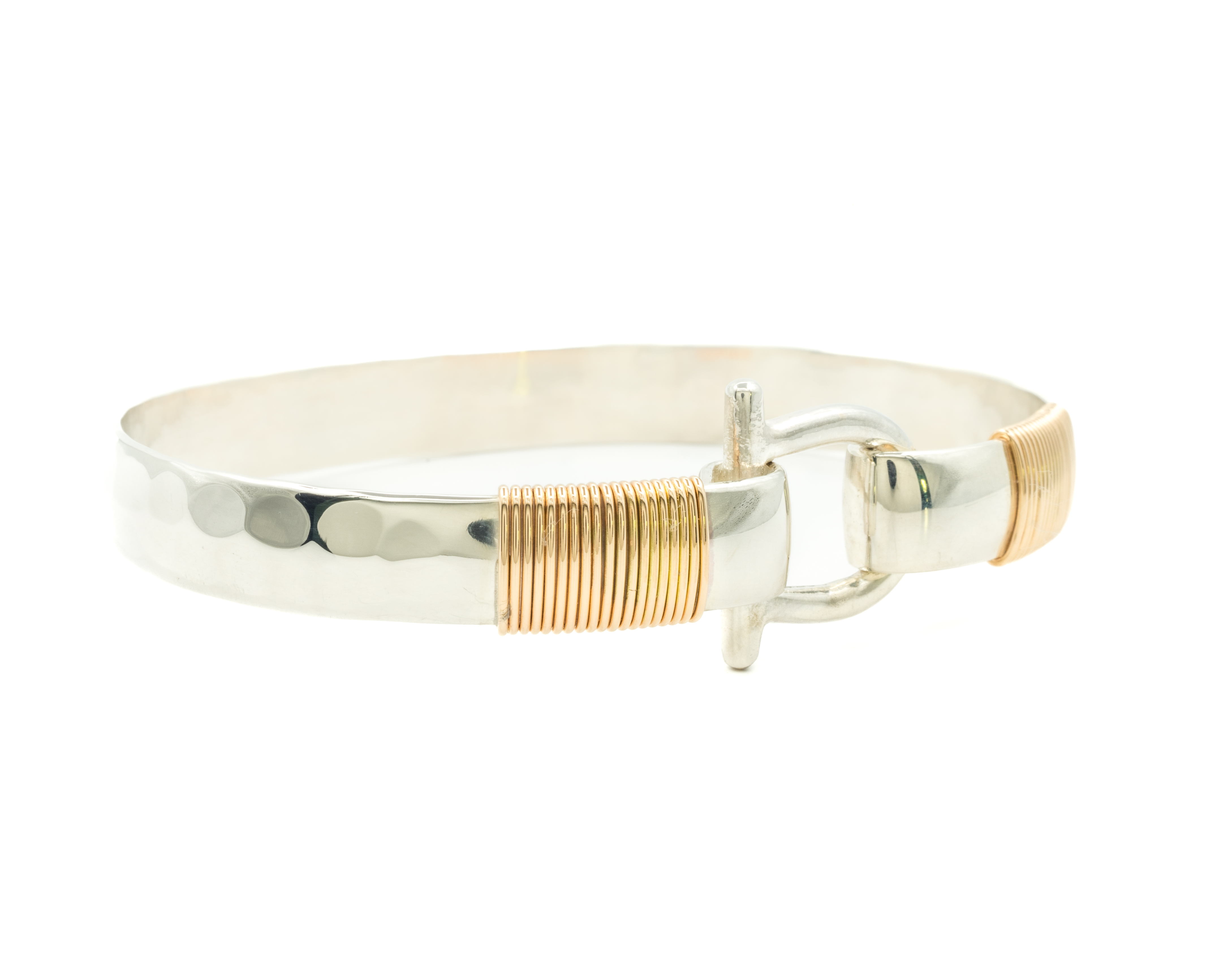 Shackle Bracelet, Silver & 14k, 8mm - Sonya Ltd