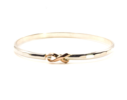 ★rosemont★ Silver Ribbon Bracelet RA24C46J Pink Ribbon Bracelet, Silver & Rose Gold, 4mm - Sonya Ltd