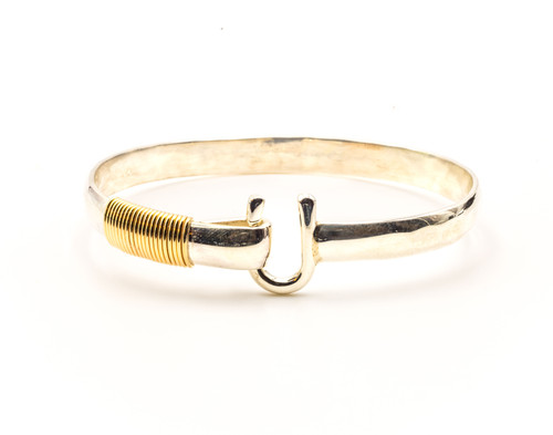 St. Croix Hook Bracelet, Silver & 14K Gold, 5mm - Sonya Ltd