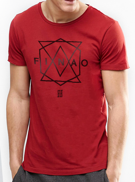 Men’s Geometric Tee - Red 100% Cotton Crew Neck