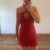 red cut-out mini dress