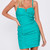 Green Ruched V Bar Bodycon Mini Dress