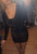 Black Draped Cowl Neck Slinky Dress 
