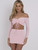 Pink Slinky Ruched Bardot Crop Top & Mini Skirt Co-ord