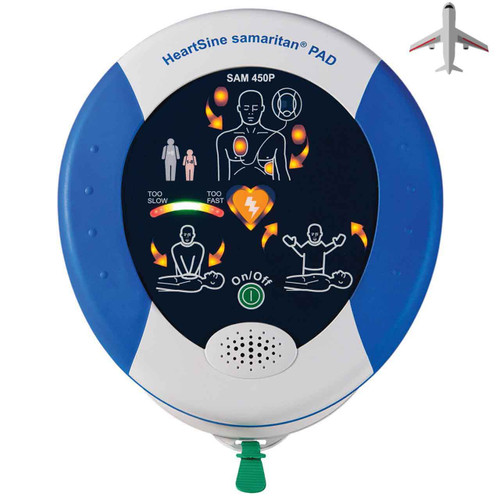 HeartSine Samaritan PAD 450P AED Aviation TSO (Aviation model) Semi-Automatic Defibrillator "
HS80515-000127" with Compression Feedback is designed for flight aviation and storage.