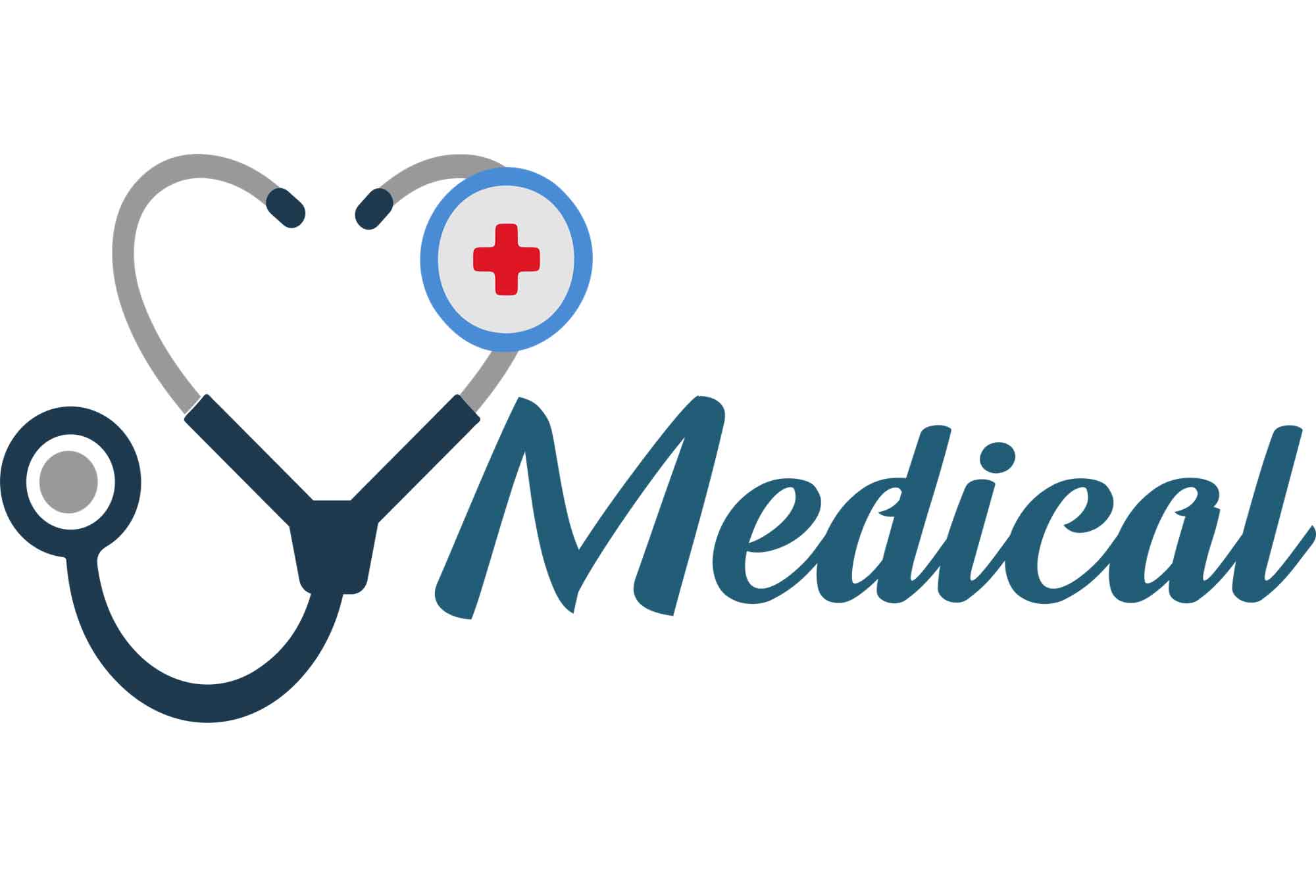 Clip art of a stethoscope and the word “Medical”.