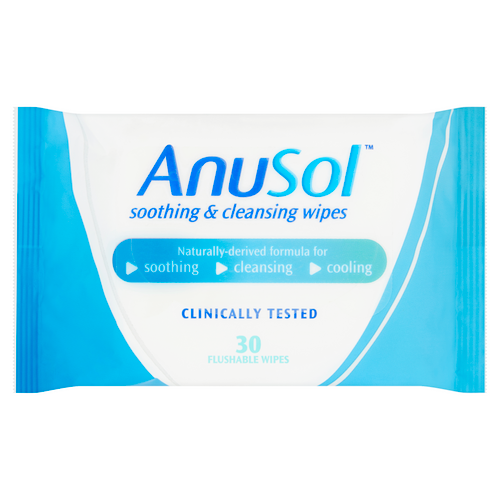 Anusol Soothing & Cleansing Flushable Wipes for Hemorrhoids and Piles Treatment 30 Pack