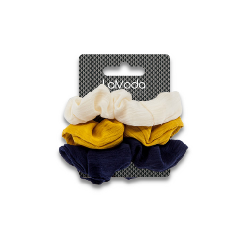 Mustard/Navy Scrunchie Set