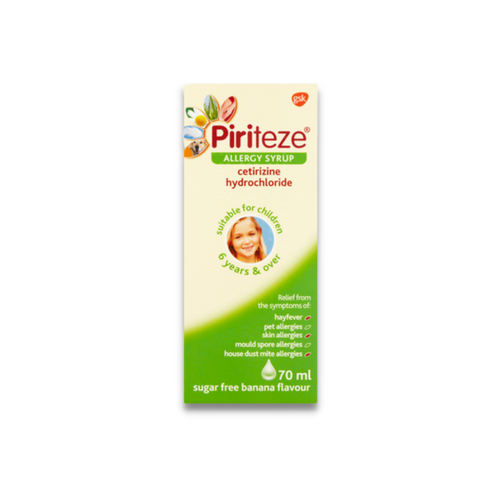 Piriteze Allergy Relief Cetirizine Syrup Once-a-day 10mg 70ml