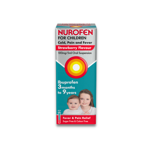 Nurofen for Children Cold Pain & Fever Relief Strawberry Suspension Ibuprofen 100ml
