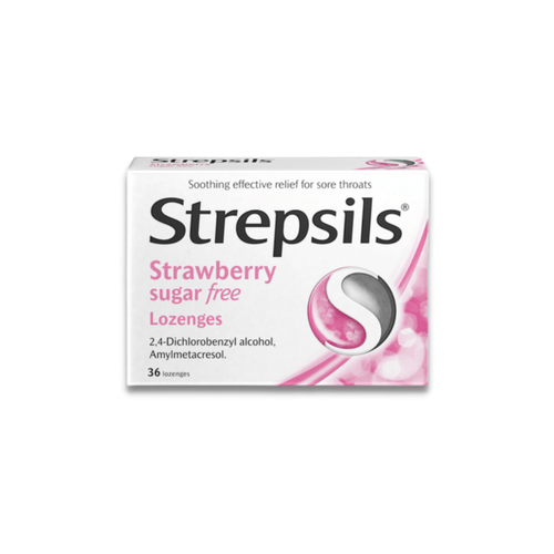 Strepsils Strawberry Sugar Free Lozenges 36s